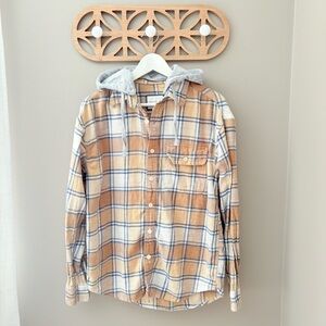 American Eagle Outfitters Button Up Plaid Shirt Yellow/Blue Sz Small